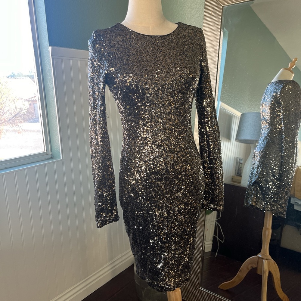 Black and gold Badgley Mishka mini dress